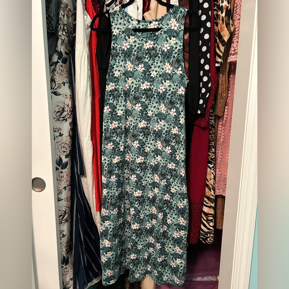 Green Leopard Floral Dress